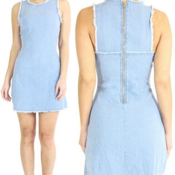 NWT Bishop + Young Denim Frayed Shift Dress - Picture 2 of 12